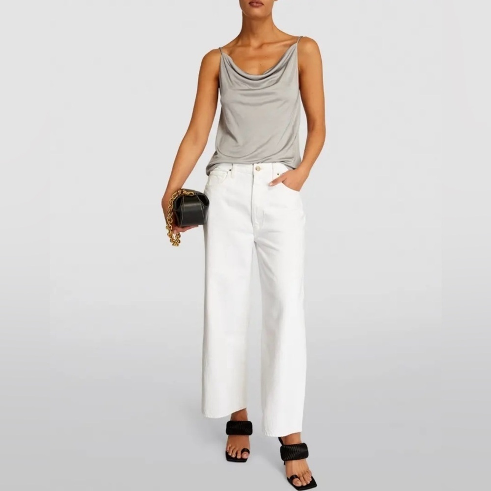 GOLDSIGN Metallic Milo Cowl Neck Cami Top SZ XSmall Silver Low Back Holiday NWT